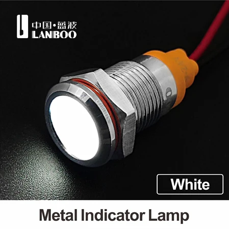 

Металлическая индикаторная лампа LANBOO, 6 мм, 8 мм, 10 мм, 12 мм, красная, зеленая, синяя, желтая, одинарная фотолампа с 12 В, 24 В, 220 В