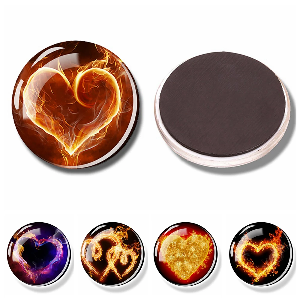 

Heart Fridge Magnet Fire Hot Heart Glass Note Holder Magnetic Refrigerator Stickers Home Decor Valentine's Day Present