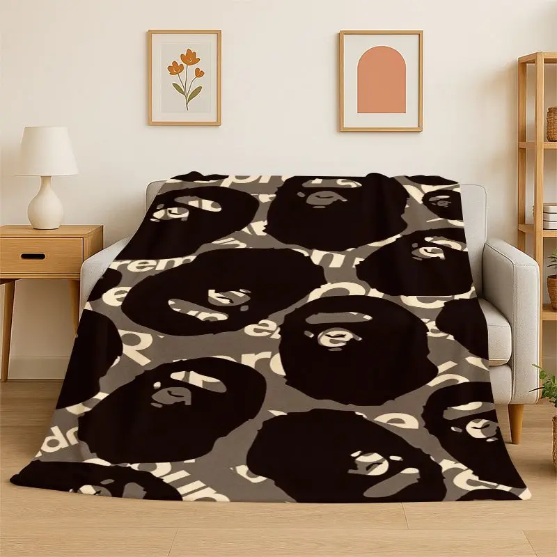 Фото 3D-плед B-Bape с камуфляжным принтом, мягкий плюшевый плед из фланели для гостиной, спальни, кровати, дивана, пикника, офиса, подарок №1