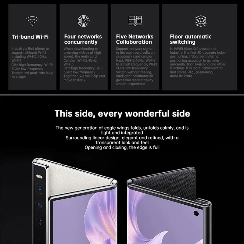original huawei mate xs 2 4g mobile phone snapdragon 888 7 8‘’ oled 66w supercharge free global shipping