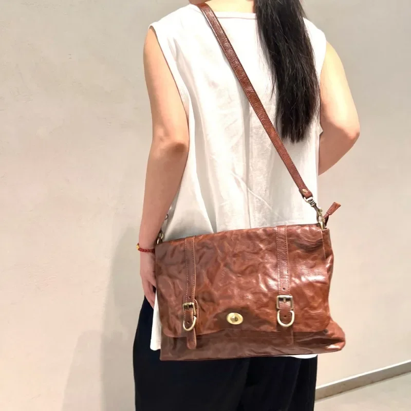 Высококачественная винтажная сумка ручной работы из натуральной кожи складная