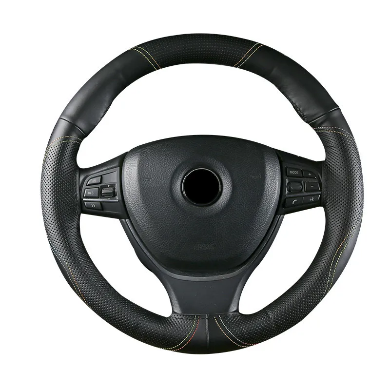 

Искусственная кожа, оплетка 38 см, 15 дюймов, ручная работа, мягкое нескользящее автоматическое рулевое колесо