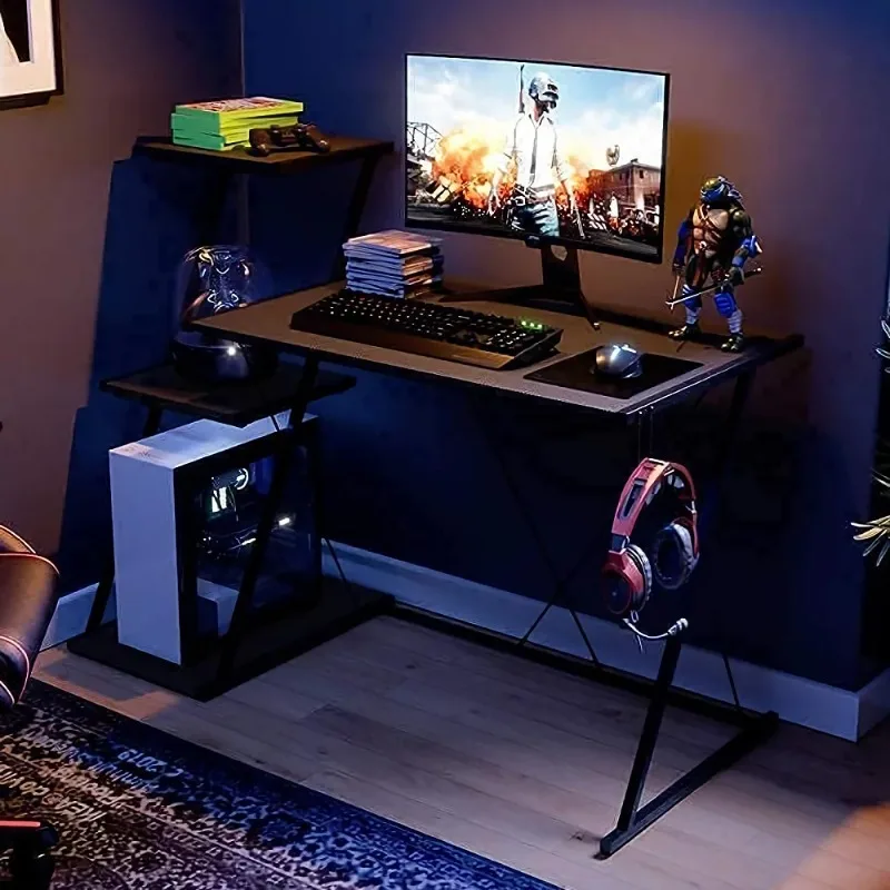 

Bestier 51'' Gaming Desk with 3-Tier Open Shelf Come with Headset Hook in Black