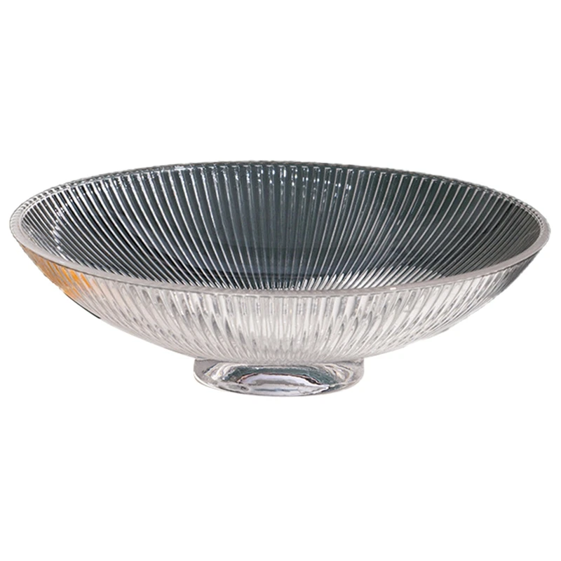 

Promotion! Stripe Transparent Fruit Bowl Dinner Dishes Dessert Plate Salad Bowl Snacks Dish Dining Table Serving Trays