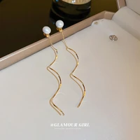 long tassel pearl drop earrings gold color 2022 simple fashion hanging women earrings summer jewelry girls party gift
