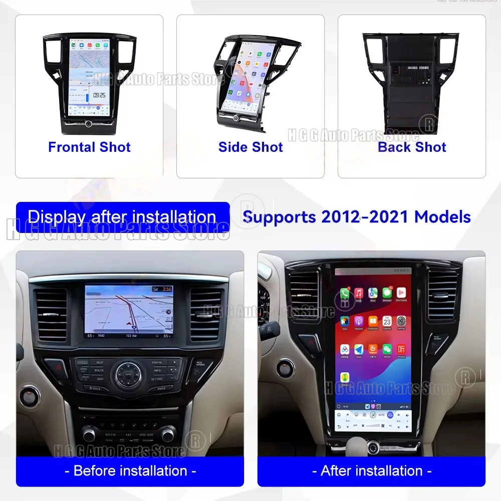 Фото 14,8-дюймовая Android-автомагнитола для Nissan Pathfinder R52 SL SV 2012-2020, мультимедийный DSP-плеер, стереосистема с беспроводным CarPlay, автомобильная магнитола №1