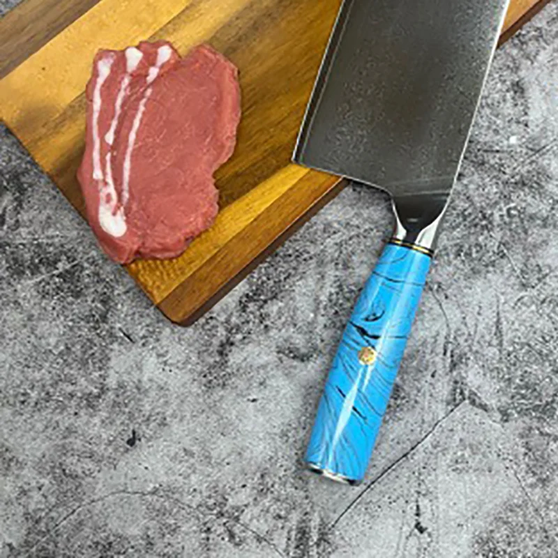 Нож для нарезки 10Cr15CoMoV заостренный кухонный Клинок из дамасской стали с ручкой