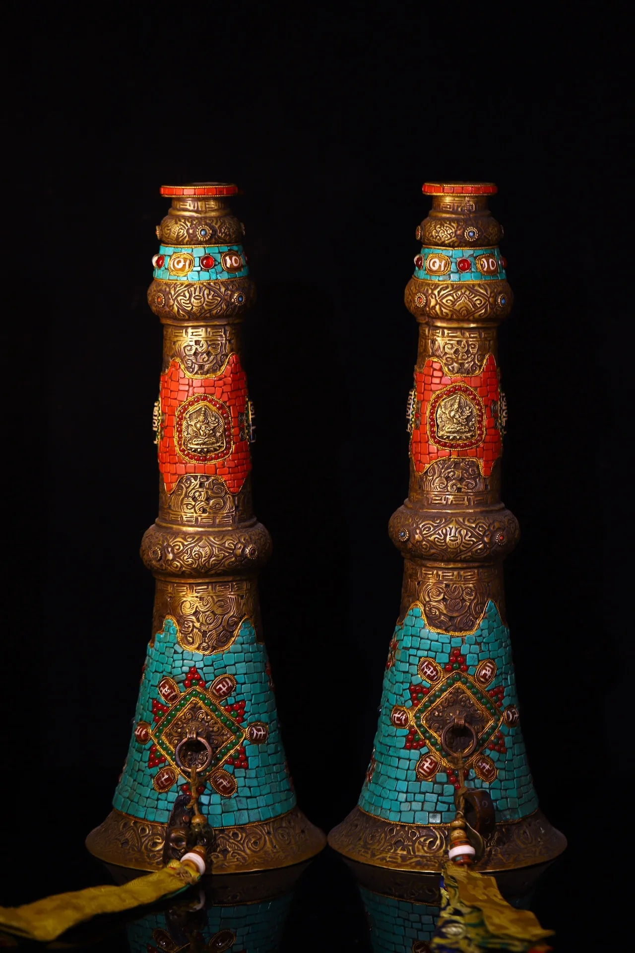 41-дюймовая коллекция тибетского храма старая фиолетовая бронзовая мозаика