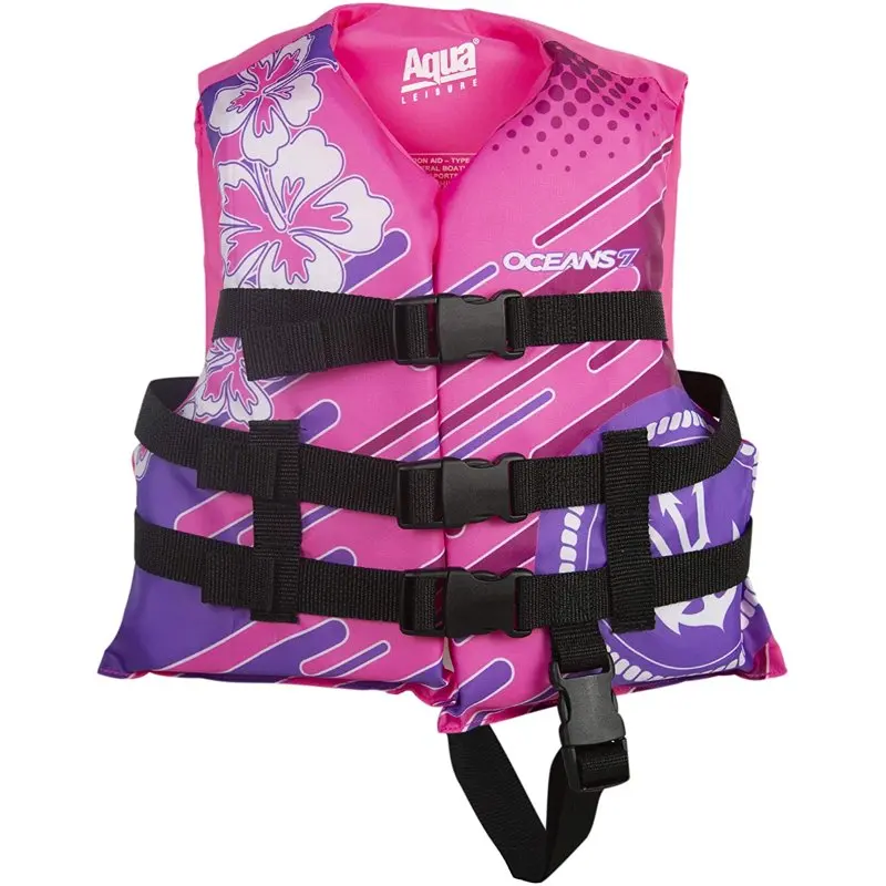 

Child Open Side Life Vest, Durable, Easy , 30-50 lbs, Pink/Purple
