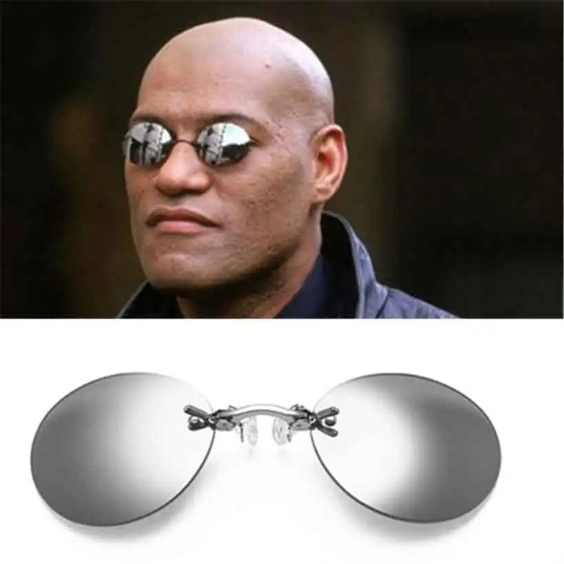 

Clip on Nose Glasses Round Rimless Matrix Morpheus Sunglasses Mini Frameless Vintage Men Eyeglasses UV400