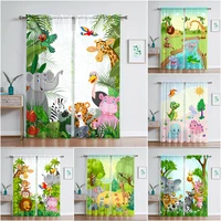 cartoon zoo for children curtains for living room transparent tulle curtains window sheer for the bedroom accessories decor