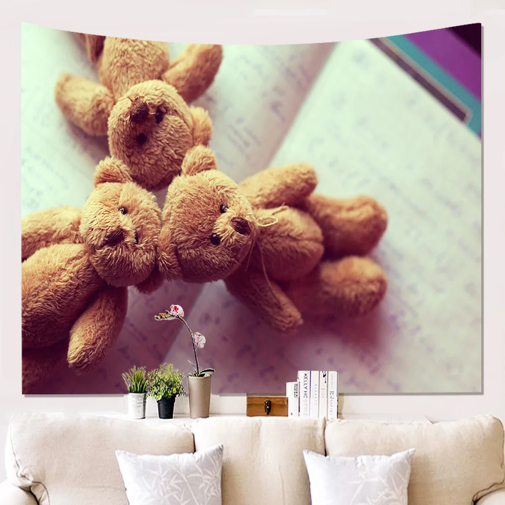 

Cute Doll Bear Cloth Hanging Cloth Background Cloth Hanging Painting Tapestry Wall Decoration Tapestry Room Decor Aesthetic POD