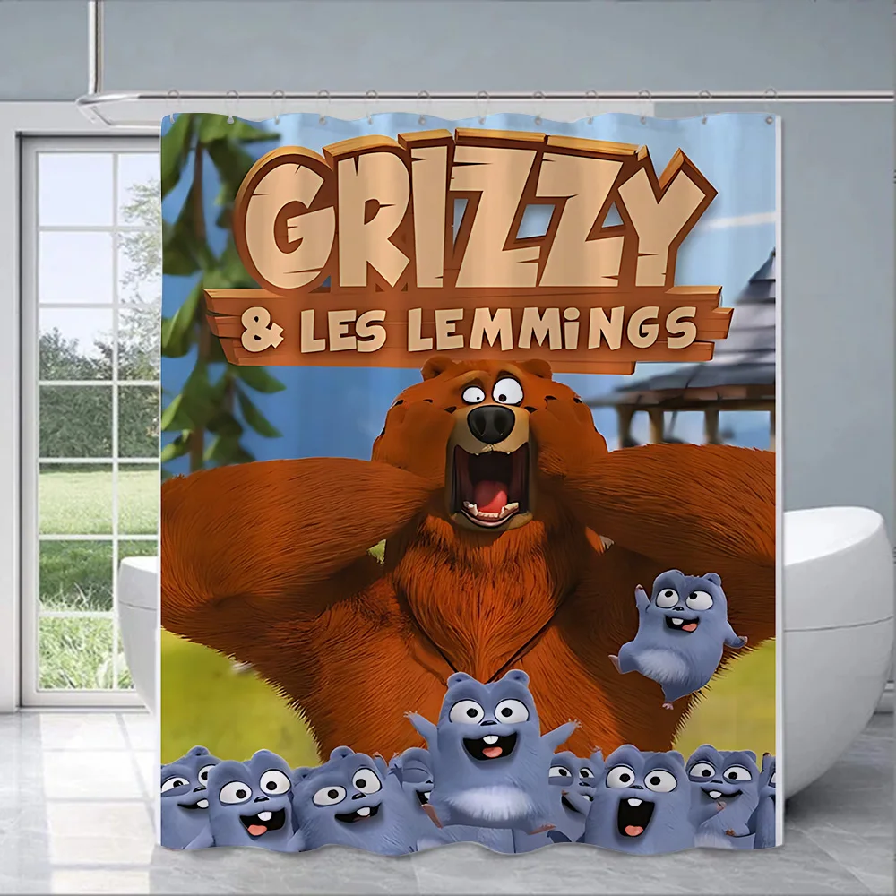 Водонепроницаемая шторка для душа яркие занавески ванной комнаты Grizzy and The lemings