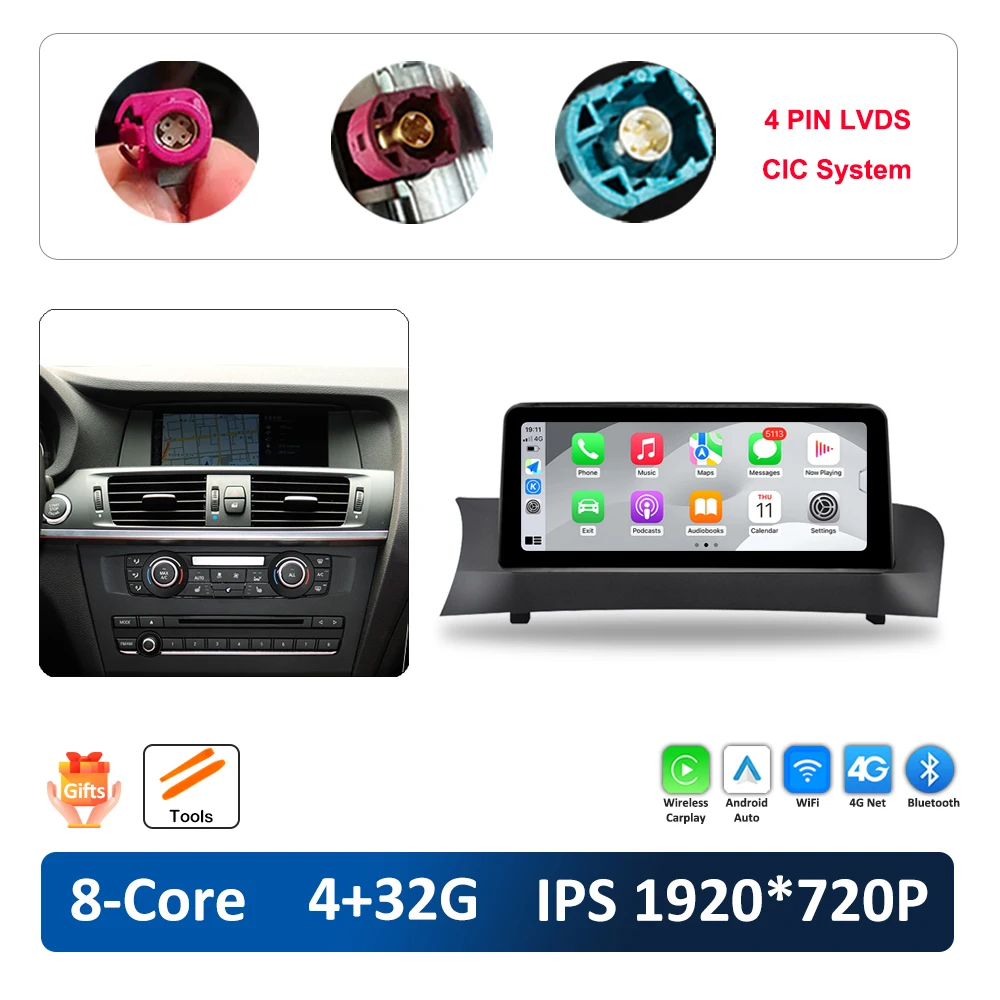 

10,25-дюймовый автомобильный радиоприемник Android, видео-мультимедийный плеер 1920*720P для BMW X3 F25 X4 F26 2011-2017 CIC NBT System DSP Stereo