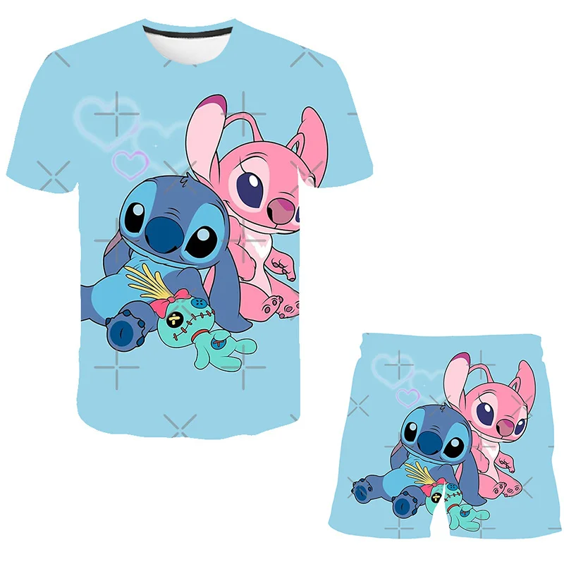 

Stitch Baby Boys Girls Clothes Newborn Summer Short Sleeve Stich Tops Casual Short Pants Toddler Disney Clothing Outfit Set