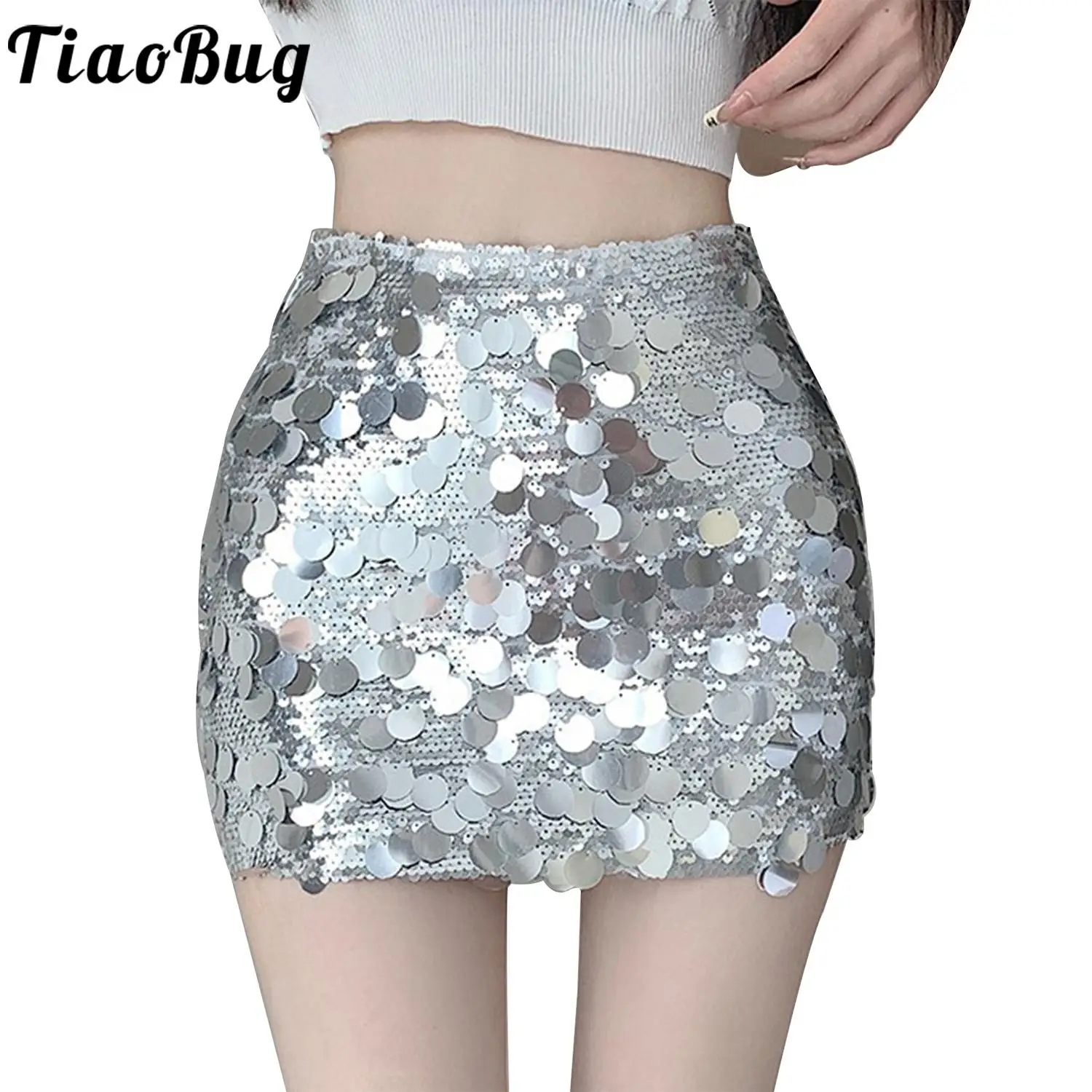 Женская юбка для танца шеста блестящая с блестками мини-юбка боковой невидимой