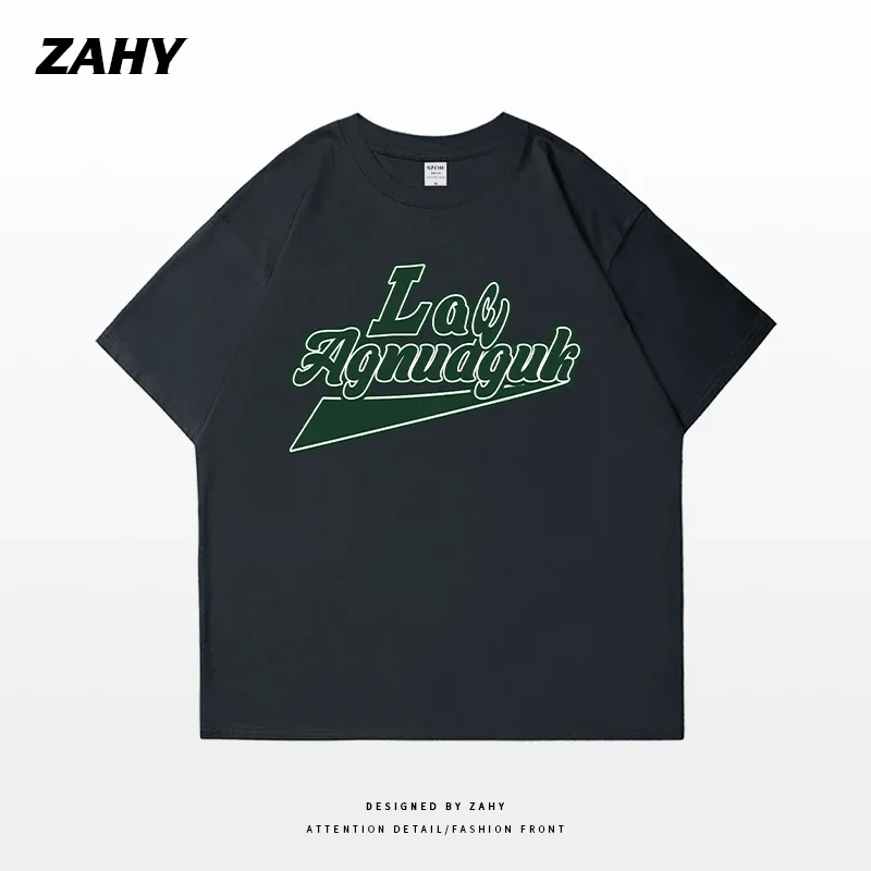 Мужская Тяжелая Хлопковая Футболка В Стиле Ретро С Английским Буквенным Принтом