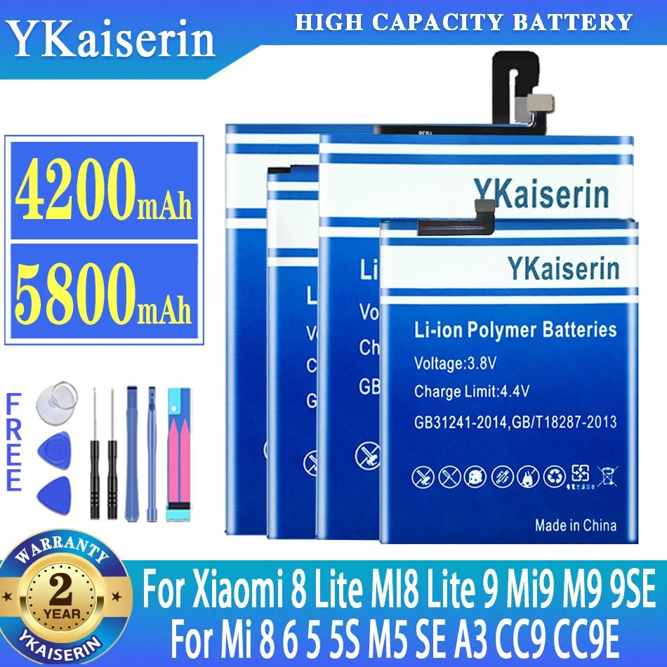 

YKaiserin Battery For Xiaomi Mi A3 CC9 CC9E 8 6 5 5S M5 SE For Xiaomi 8 Lite 8Lite MI8 Lite 9 Mi9 M9 9SE Phone Bateria