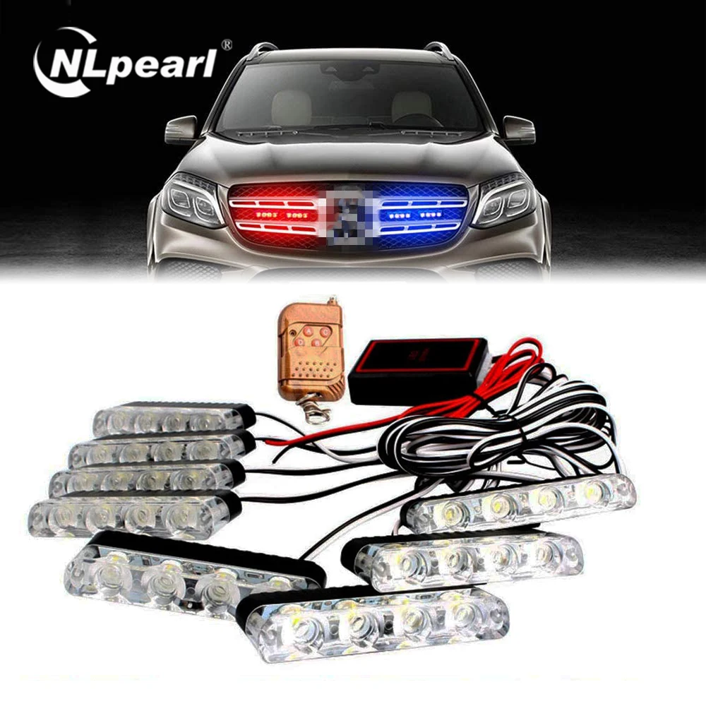 

NLpearl 12V Emergency Strobe Warning Grille Lights Caution Flash Light For Car Truck DRL Ambulance Police Lights Remote Control