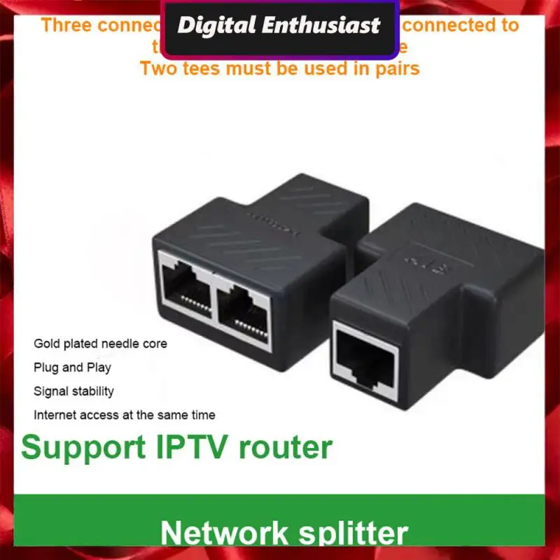 

Male To 2 Female Docking Stations Cable Network Cable Network Cable Splitter Extender Tee Head Rj45 Extender Plug For Laptop Lan