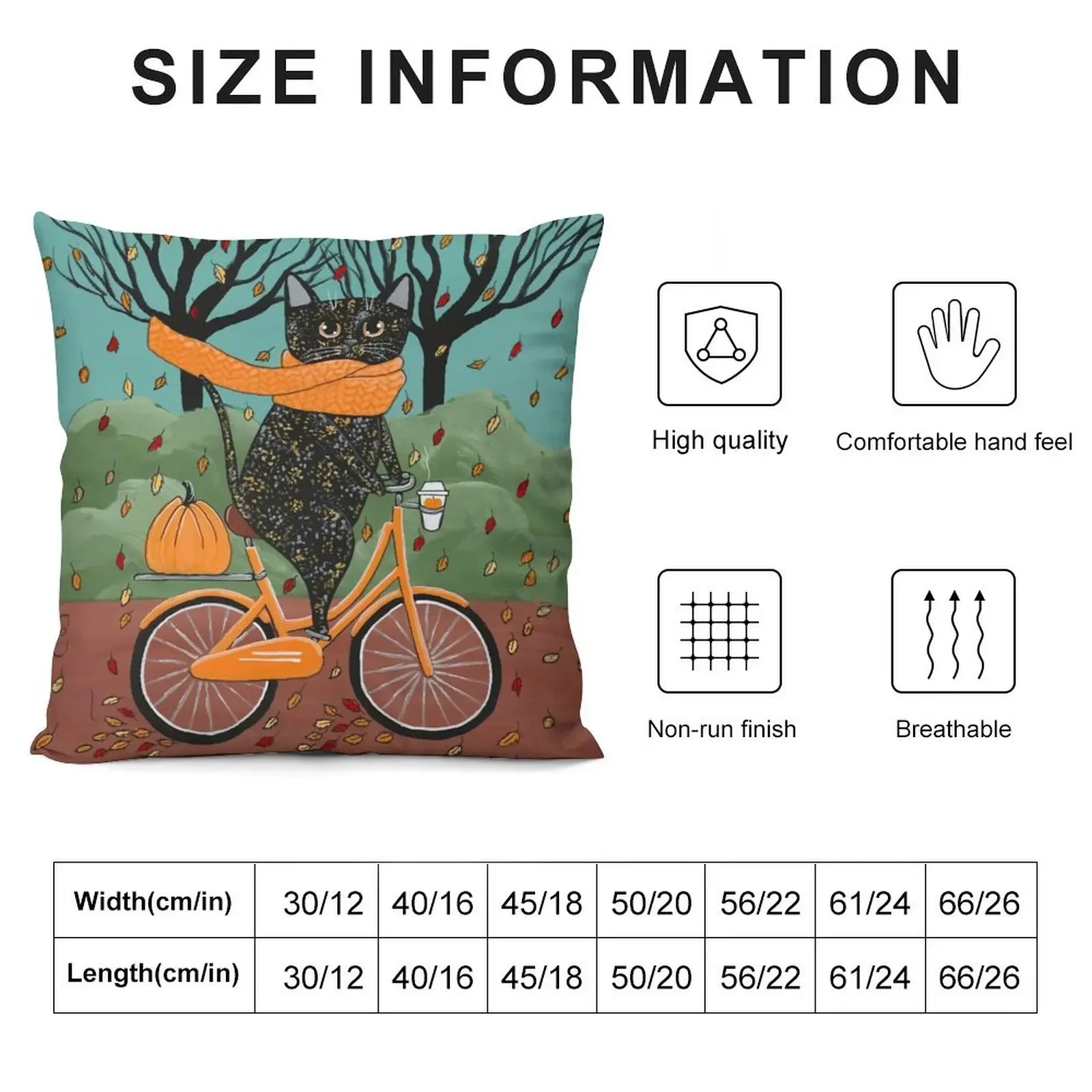 Осенняя подушка для езды на велосипеде с котом декоративная комнаты чехол