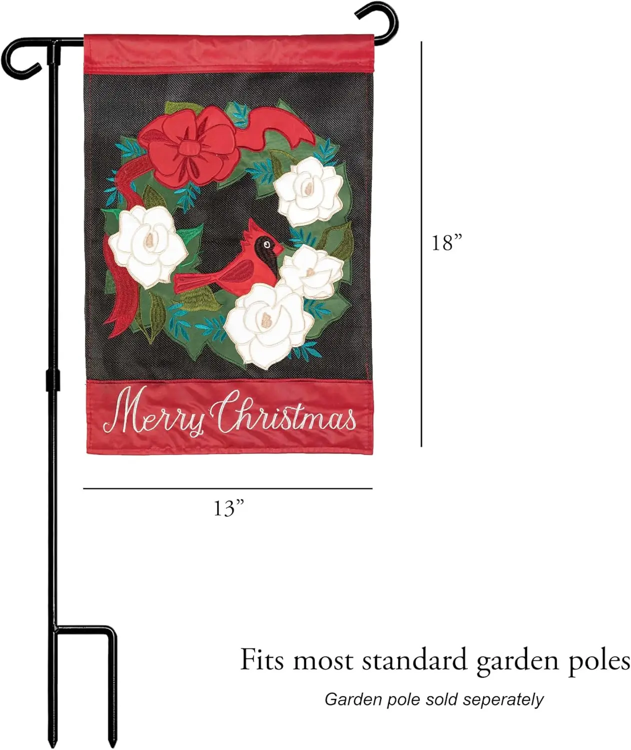 Фото Magnolia Garden Merry Christmas Red Poinsettia 13 x 18 Polyester Outdoor Hanging Garden Flag №3