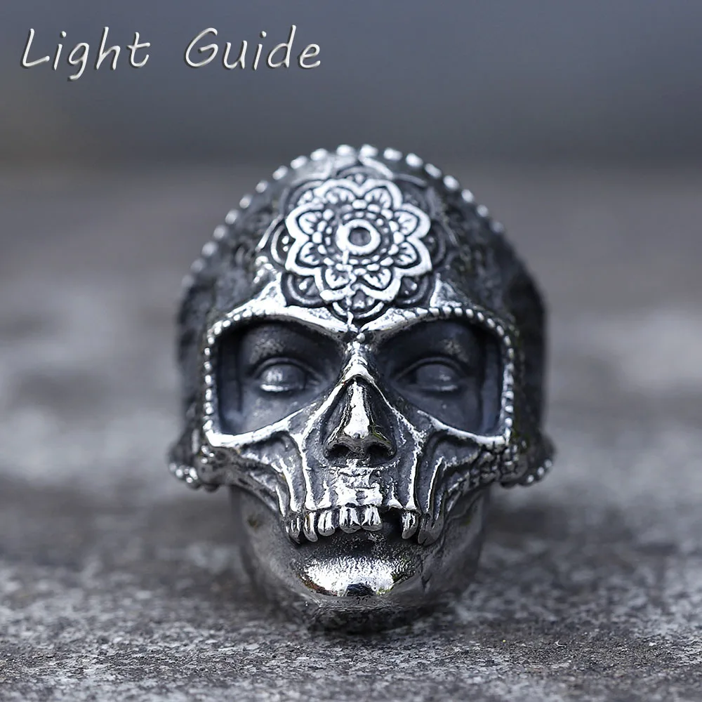 

2022 NEW Men's 316L stainless-steel rings decorative pattern skull ring for teens gothic punk Biker Jewelry Gifts free shipping