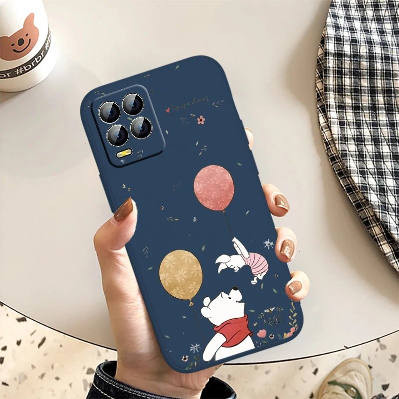 

Winnie the Pooh Bear Phone Case For OPPO Realme GT Neo 3 2 Master 8 9 Narzo 50A 50i Reno 7 Liquid Rope Candy Cover Coque Capa