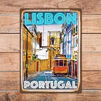 lisbon portugal metal tin sign metal sign home room wall decor retro vintage style travel poster
