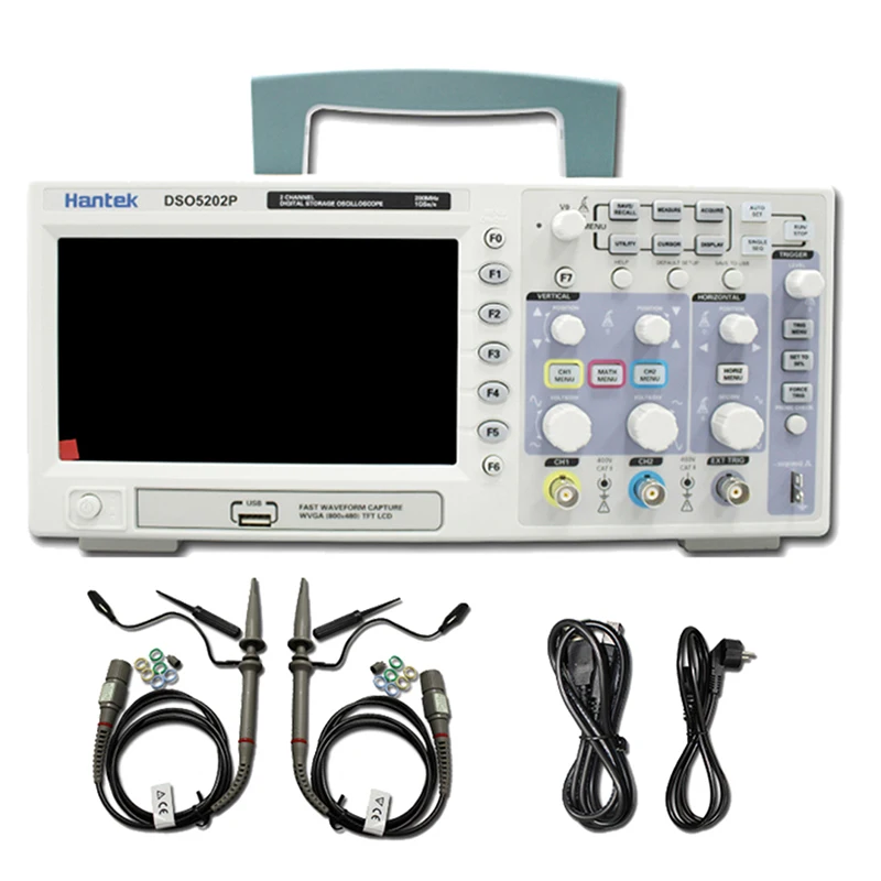 

Портативный цифровой осциллограф Hantek DSO5202P, 200 МГц, 2 канала