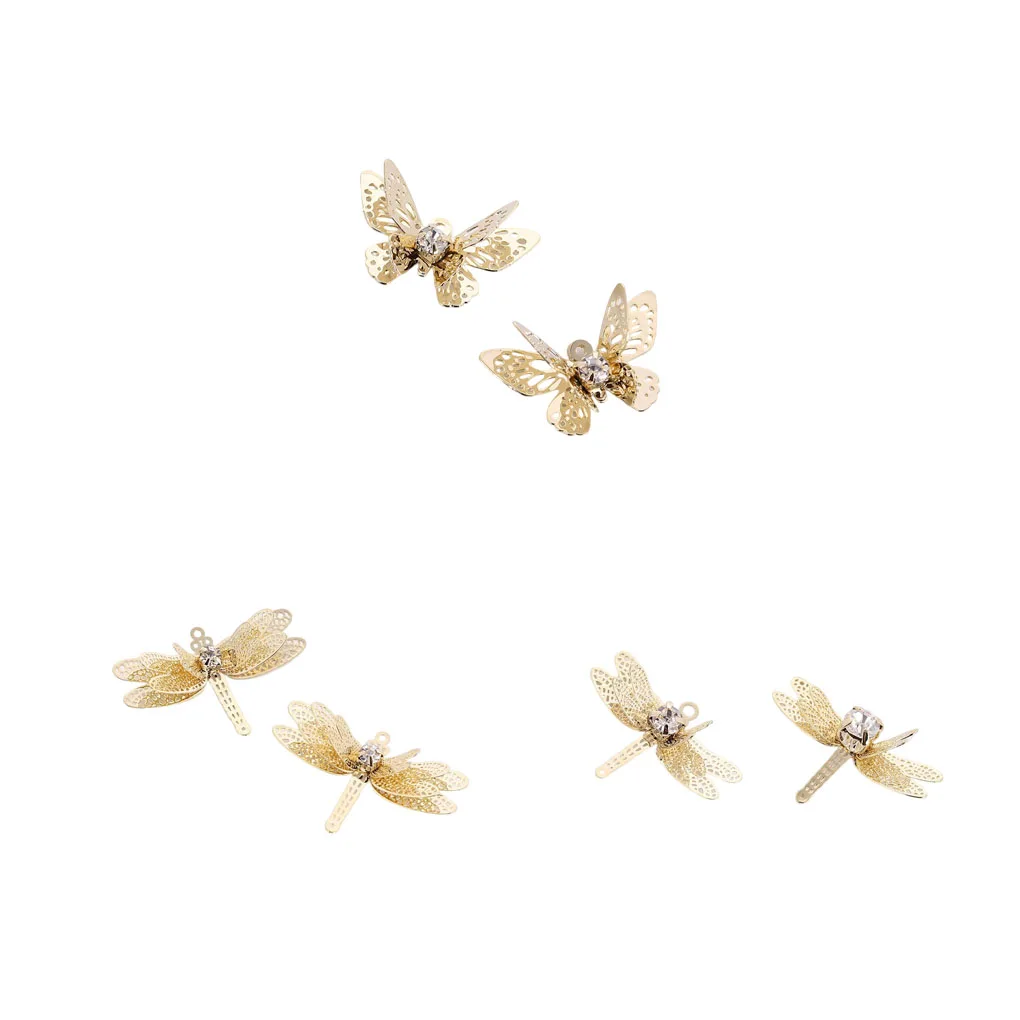 

20Pcs Pendants Metal Mosaic Dragonflies Earrings Charm Exquisite Hollow Handmade Jewelry Making Findings Parts