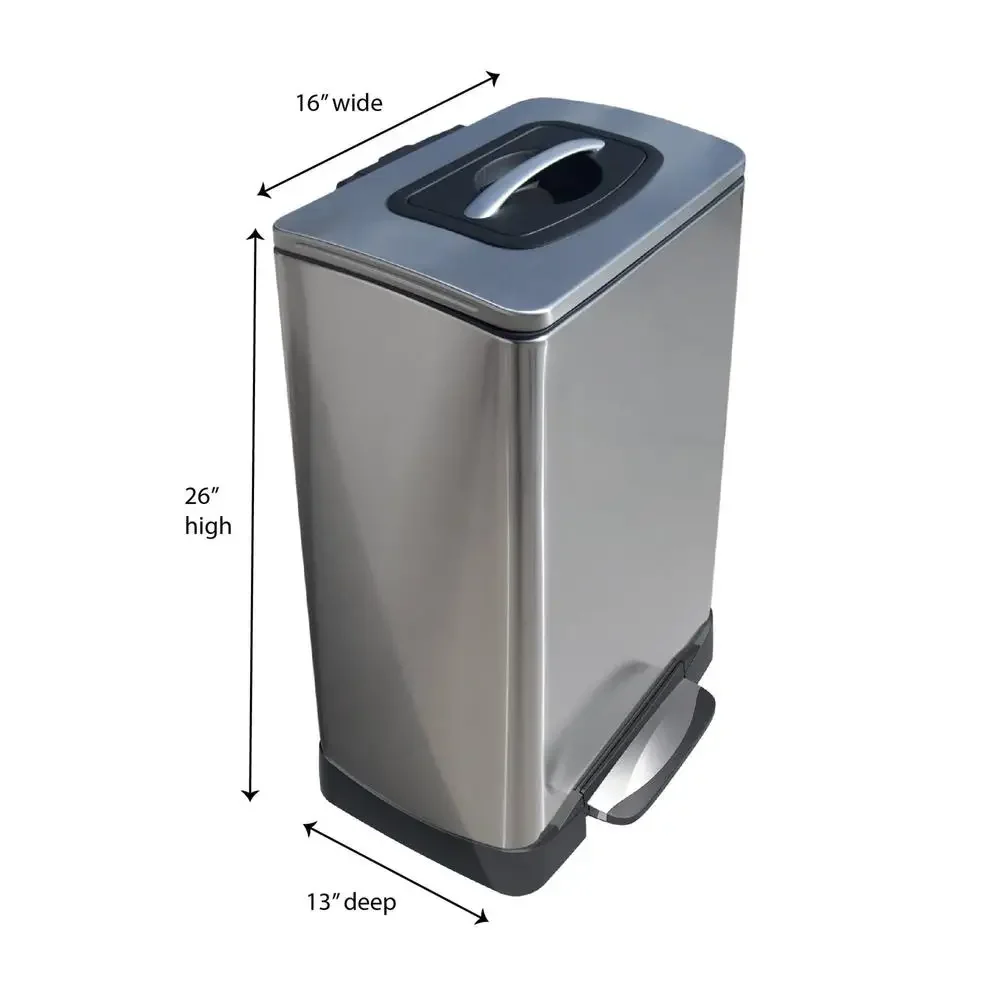 Ручной уборщик для мусора из нержавеющей стали 40 л может работать с ножной