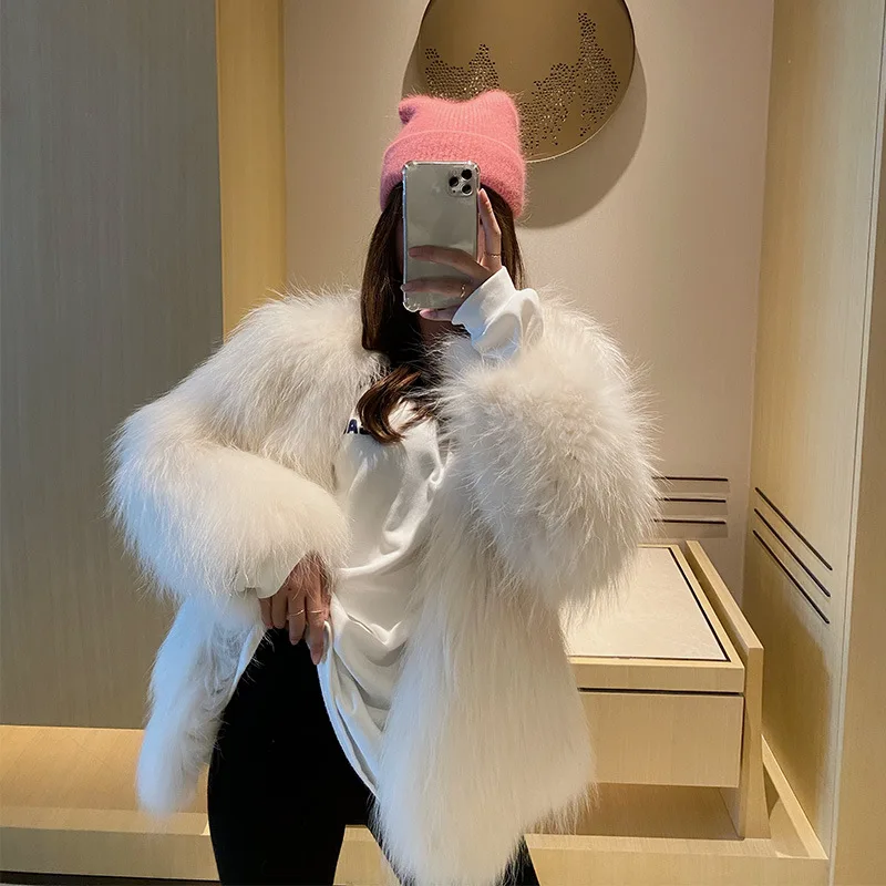Winter High Quality Thick Warm Rex Rabbit Fur Grass Coat Spring New Soft Single Button Regular Beige High-end Real Fur Overcoat