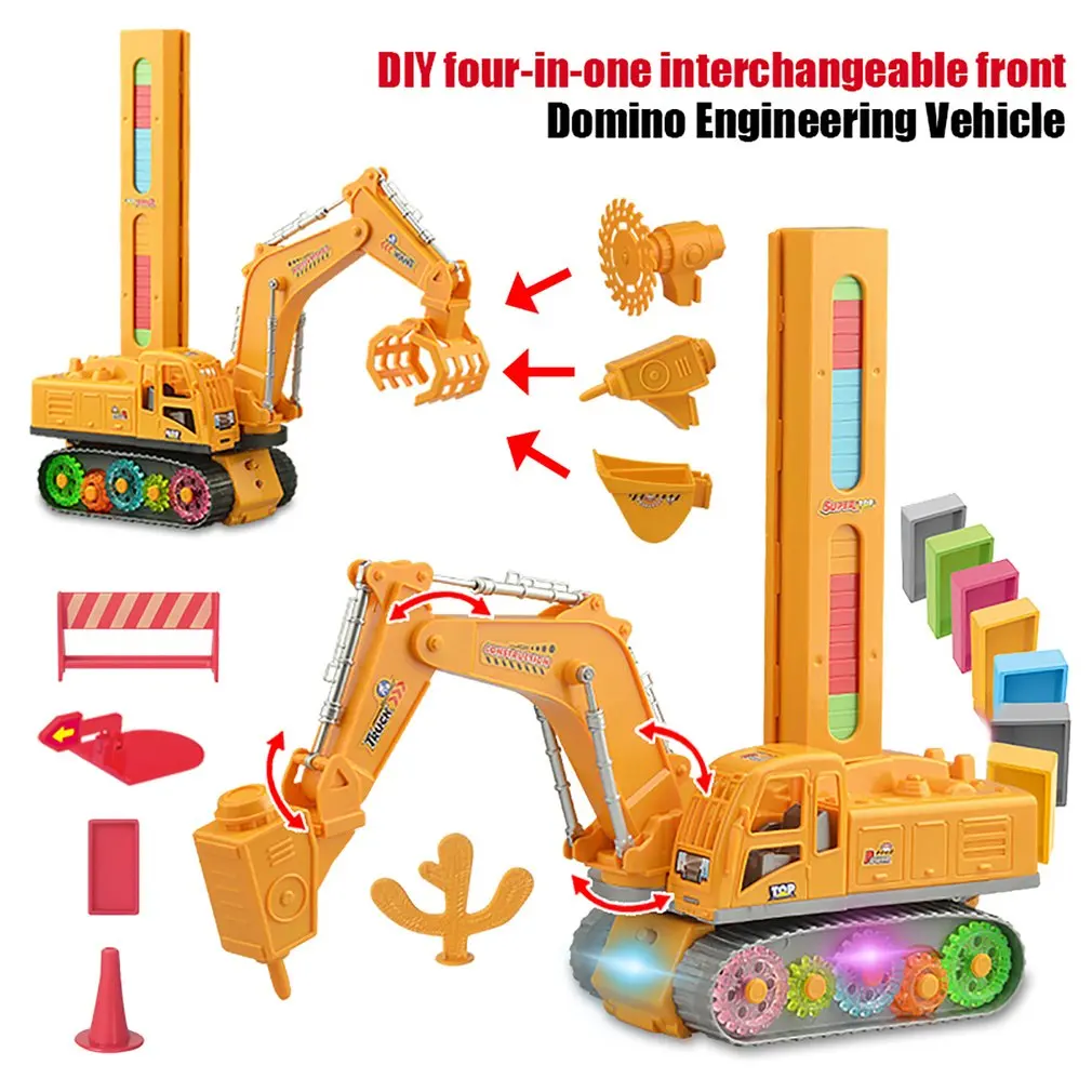 

Игрушечная машинка «домино», «сделай сам», инженерная машинка домино, четырехв-1, гусеничный экскаватор с рукояткой, автоматическое лицензи...