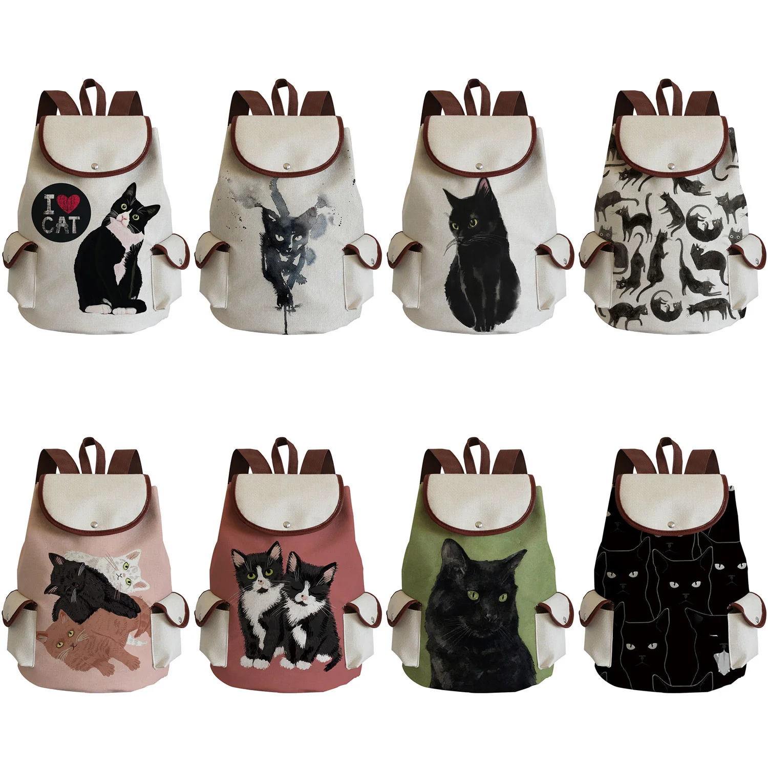 

New Large Schoolbag Cartoon Cat Student School Backpack Teens Printed Bagpack Primary School Book Bags Girls Kids Custom Pattern
