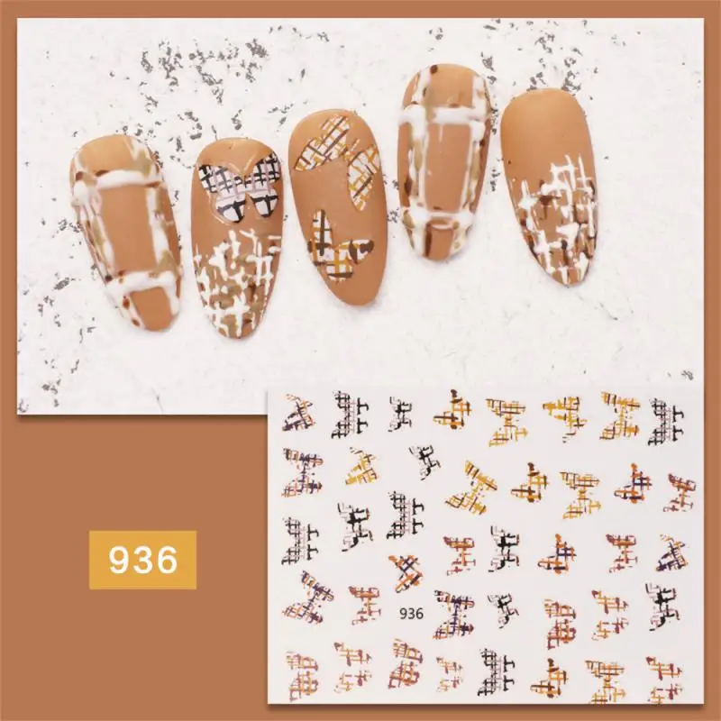 

Nail Art Stickers 3d Retro Easy To Operate Multiple Styles Exquisite Design Patch Design Beauty And Health Nail Decal Plaid Lace