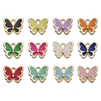 20pcs alloy metal kc gold drop oil butterfly charms for diy necklace jewelry making handcrafts supplies animal pattern pendant