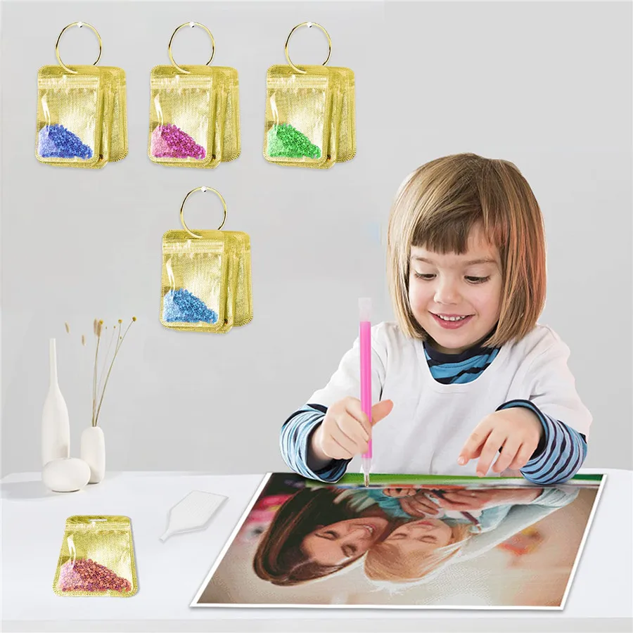 

Прямая поставка, 100 шт., прозрачный пластиковый самоклеящийся герметичный пакет с металлическим кольцом, инструмент «сделай сам» для алмазн...