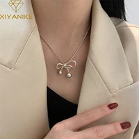 xiyanike beads bowknot pendant necklace for women girl clavicle chain choker cute new fashion trendy jewelry gift party collier