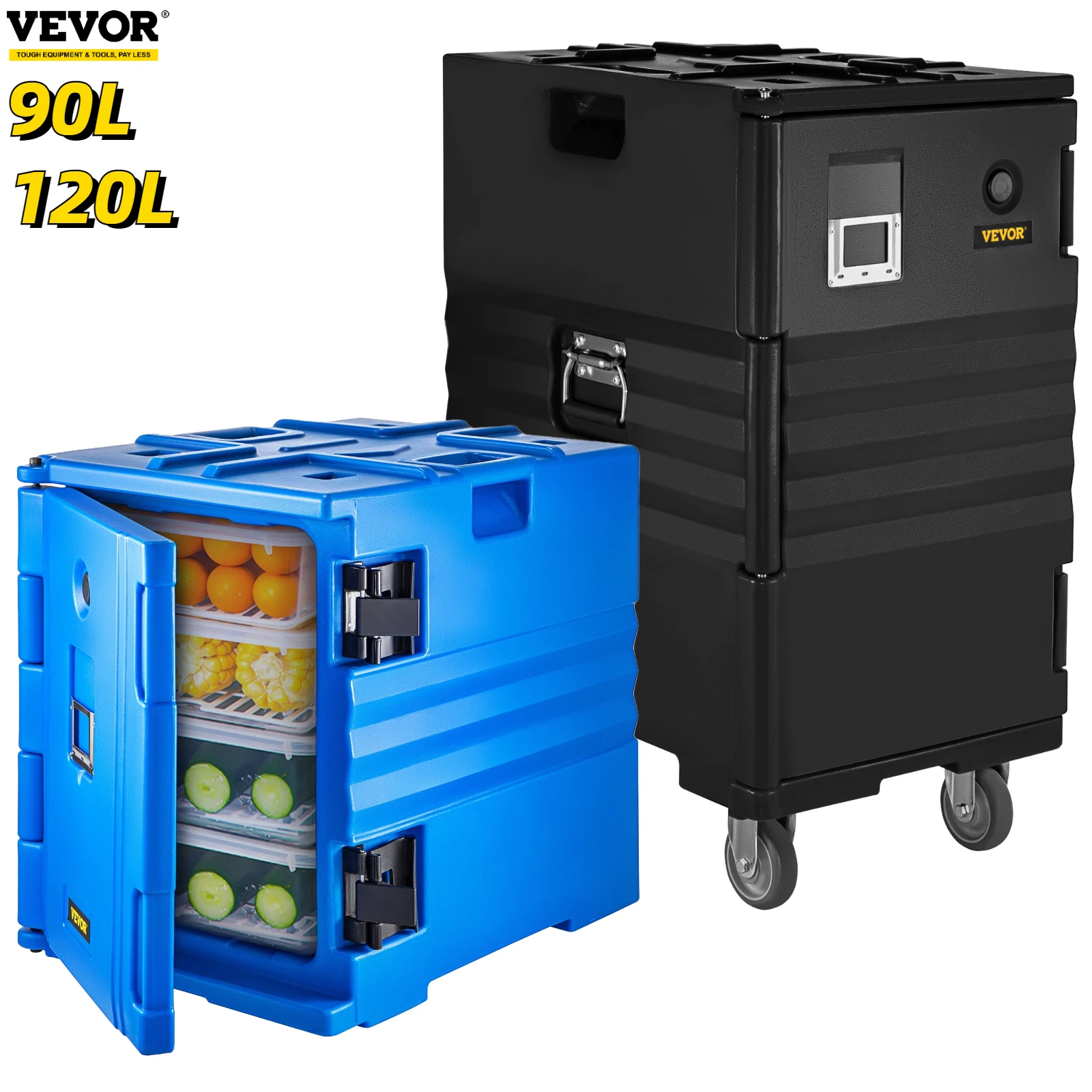 VEVOR 90L 120L изолированный контейнер для пищевых продуктов доставки на колесах с