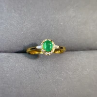 natural emerald rings exquisite style green gemstone rings womens s925 sterling silver jewelry