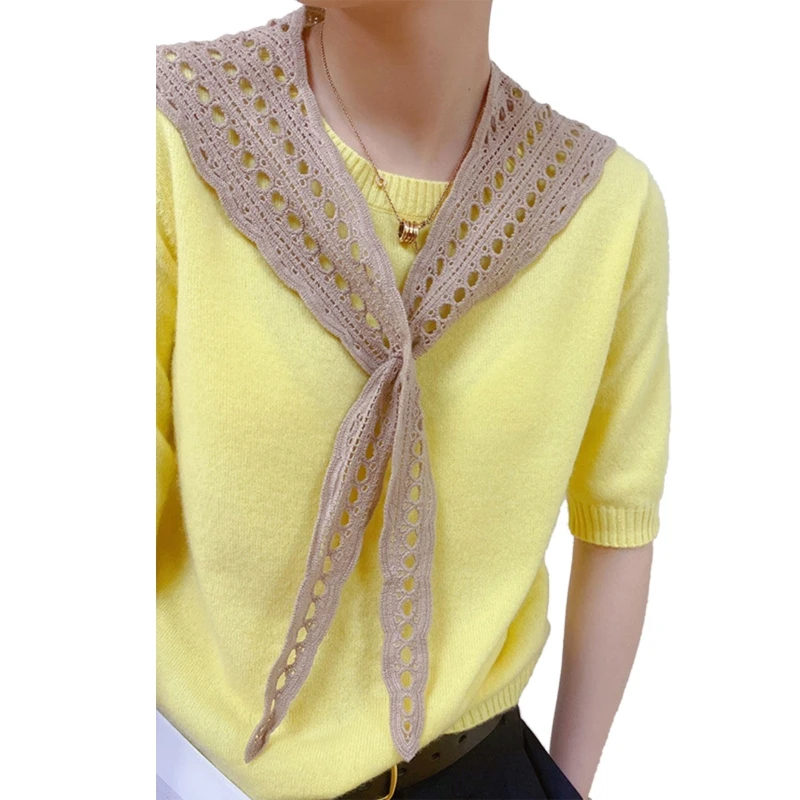 

Women Solid Color Knotted Scarf for Mother Spring Travel Crochet Warm Wrap Soft Shawl Scarves Warm Weather Supplies