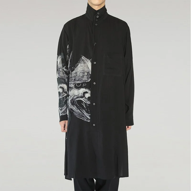

Тонкий тренчкот Yamamoto Yoji Yohji Prajna в темноте, модный дизайнерский Длинный топ, Мужская одежда, трендовая рубашка