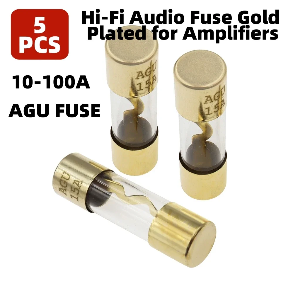 

5 шт. AGU позолоченные стеклянные предохранители 10-100A