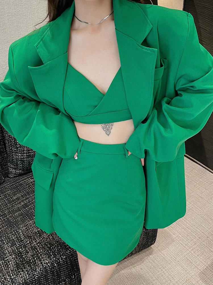 

3 шт., женские комплекты YornMona Y2K, модные сексуальные короткие топы без рукавов с открытой спиной, мини-юбки с высокой талией, элегантные офисн...