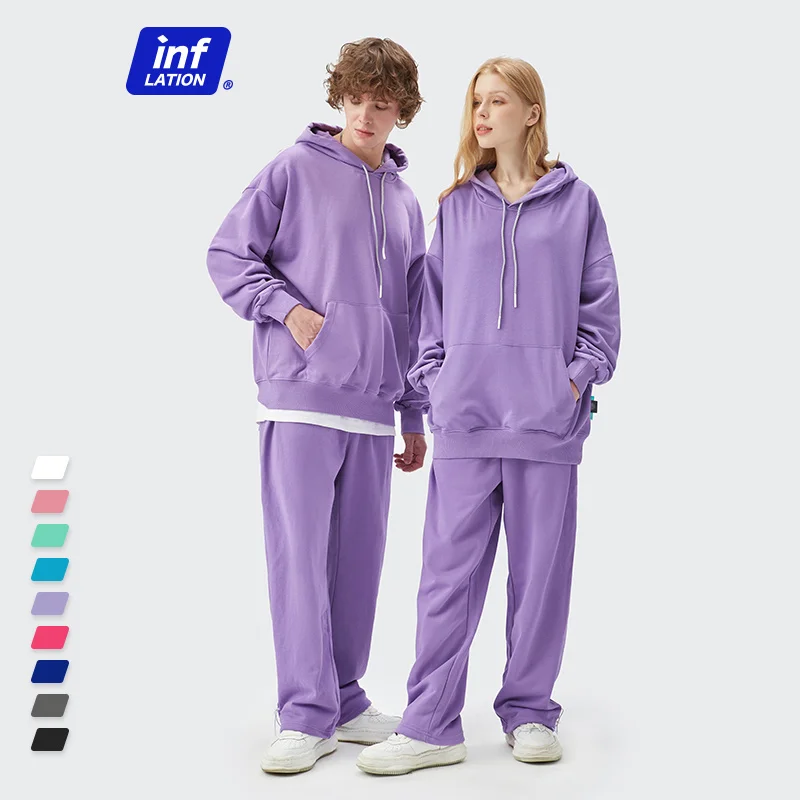 

Oversized ded Tracksuit Men Streetwear Blank die Set Unisex Sweatpant Set Men Sprin Leisure Join Suit