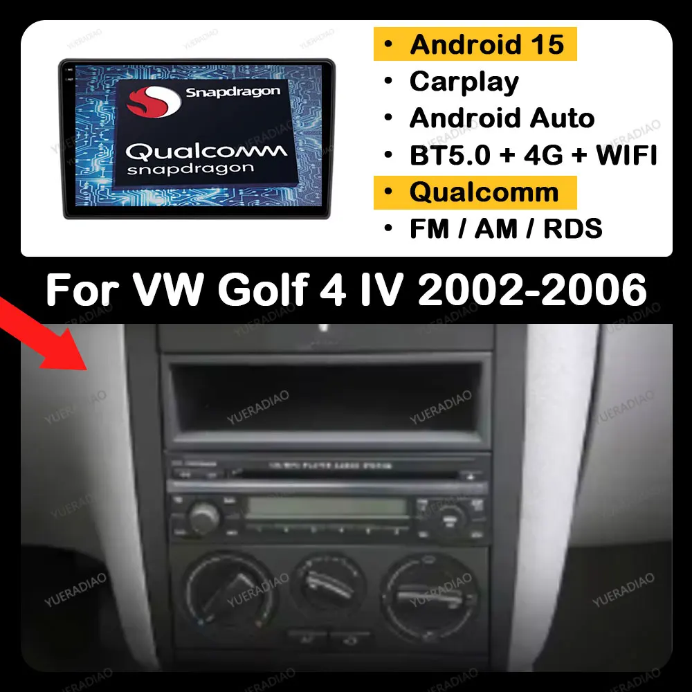 Автомобильный радиоприемник Android 15 для Volkswagen VW Golf 4 IV Jetta MK4 Classics Мультимедийный