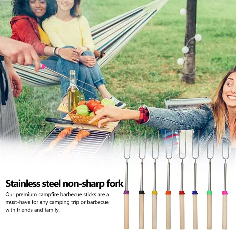 8 шт. телескопическая вилка для барбекю из нержавеющей стали