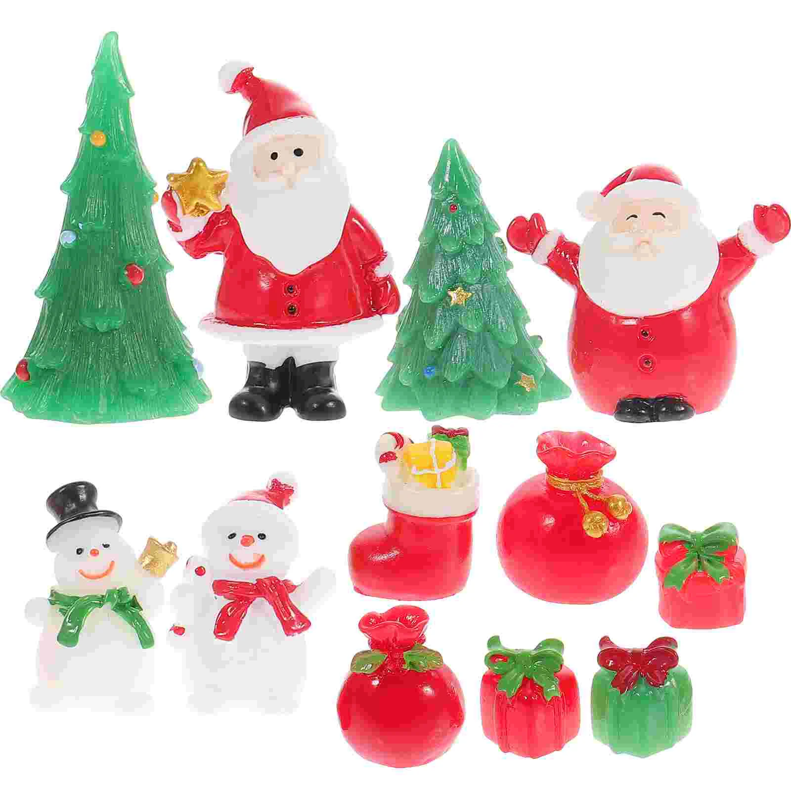 

Christmas Santa Figurines Mini Ornaments Claus Miniature Resin Tiny Accessories Globe Snow Diy Snowman Figure Decorations Prop