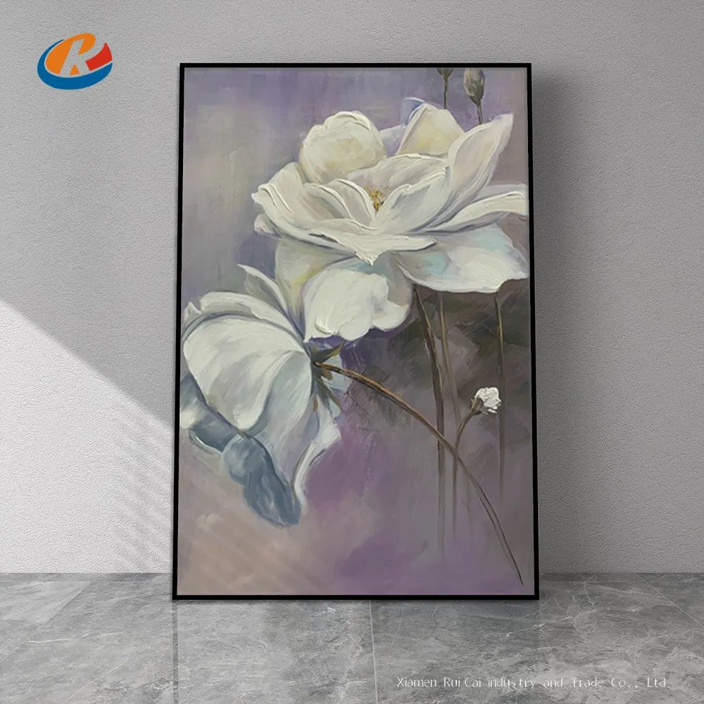 

Абстрактная картина с цветами лотоса, без рамки, настенная Картина на холсте ручной работы, для гостиной, столовой, спальни, художественное ...